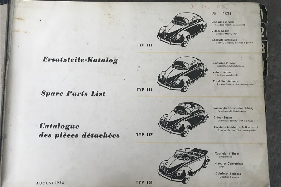 1954 - Genuine VW Parts List early Oval 1954