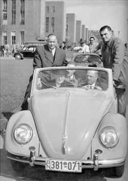 Heinz Nordhoff behind the wheel of a Karmann Cabriolet