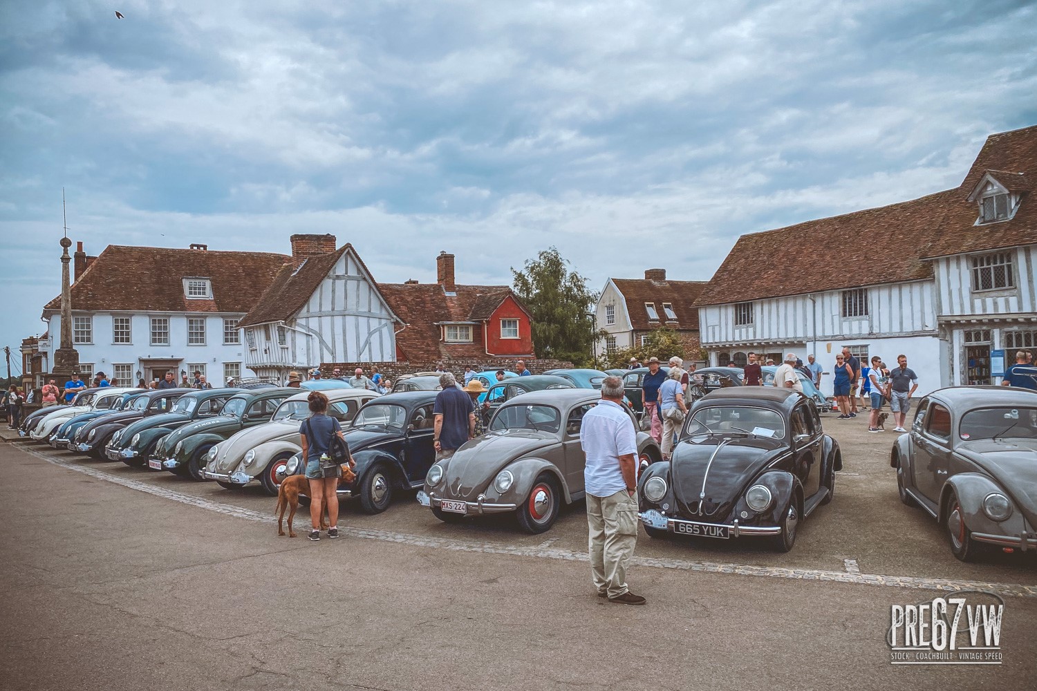 Early Beetles on the Market Square at Lavenham Vintage VW Meeting 2023
