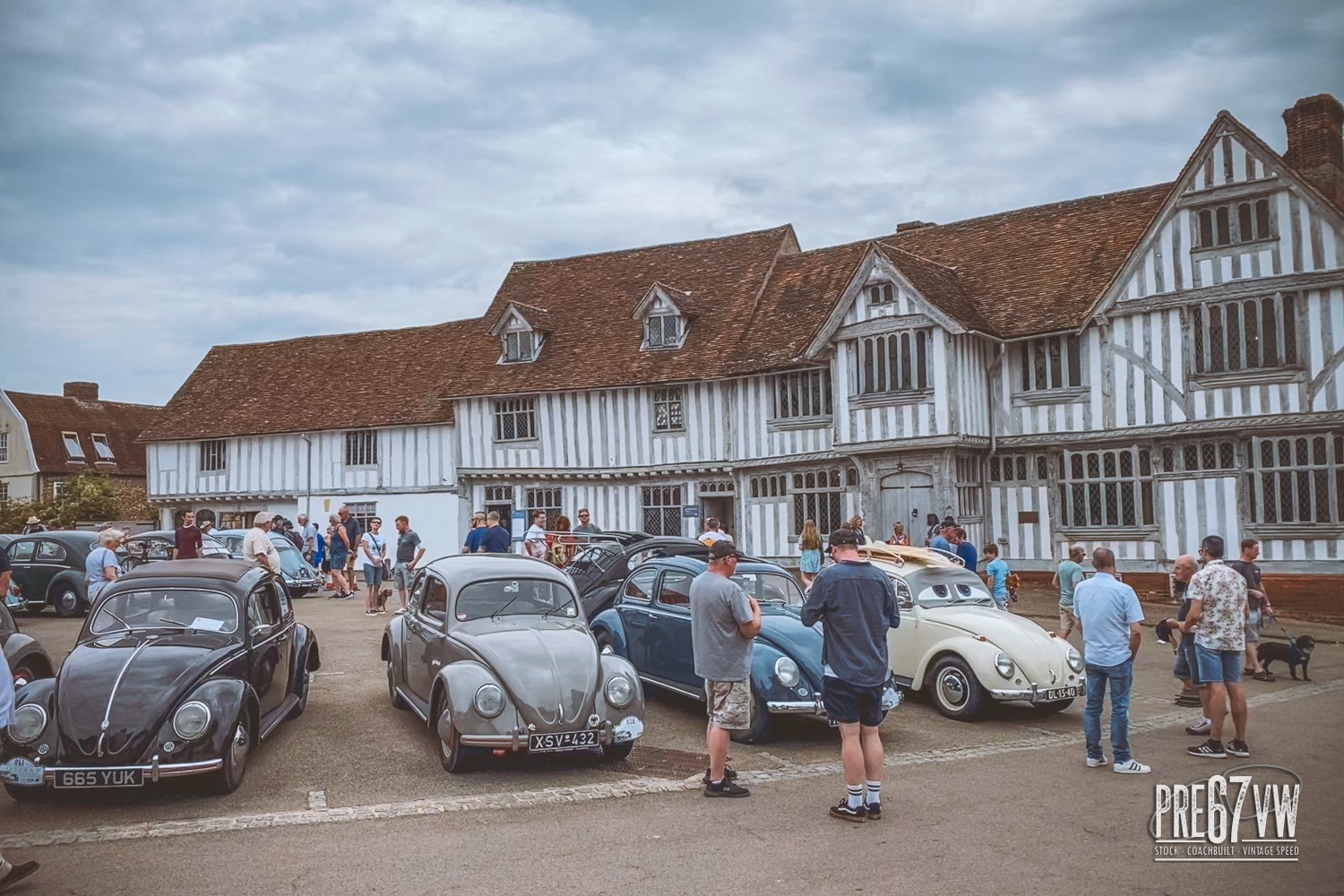 Early Beetles on the Market Square at Lavenham Vintage VW Meeting 2023